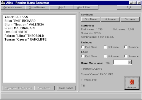 Alias - Character Name Generator